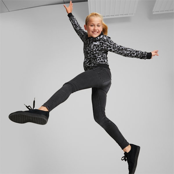 Alpha Printed Full-Zip Hoodie Youth Regular Fit, Puma Black-AOP, extralarge-IND