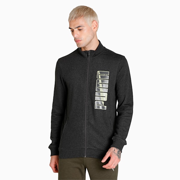 Knitted Men's Slim Fit Jacket, Dark Gray Heather, extralarge-IND