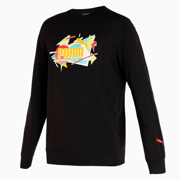 PUMA Graphic Crew Men's Regular Fit Sweat Shirt, Puma Black, extralarge-IND