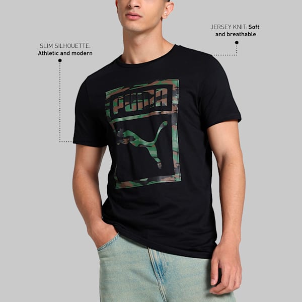 Camo Box Men's Slim Fit T-Shirt, Puma Black, extralarge-IND