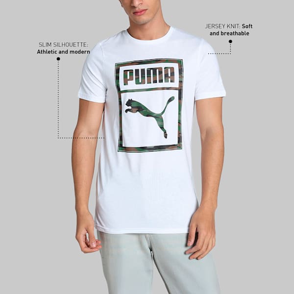 Camo Box Men's Slim Fit T-Shirt, Puma White, extralarge-IND