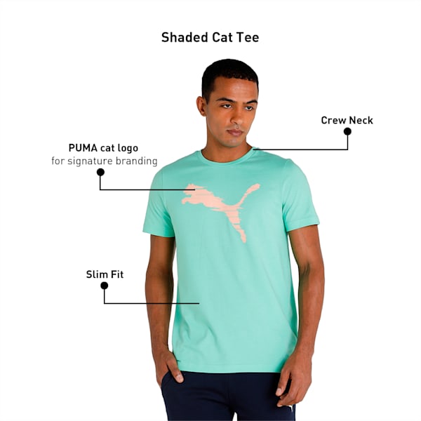 Shaded Cat Men's Slim Fit T-Shirt, Green Glimmer, extralarge-IND