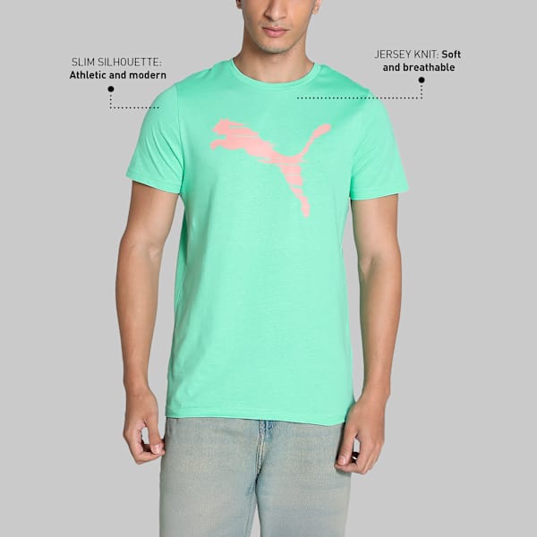 Shaded Cat Men's Slim Fit T-Shirt, Green Glimmer, extralarge-IND