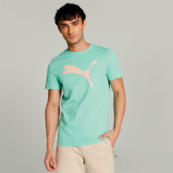 Shaded Cat Men's Slim Fit T-Shirt, Green Glimmer-pink sand, extralarge-IND
