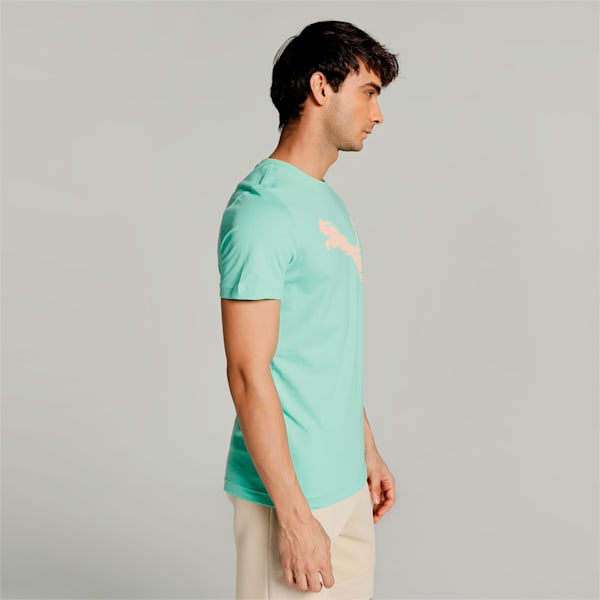 Shaded Cat Men's T-Shirt, Green Glimmer-pink sand