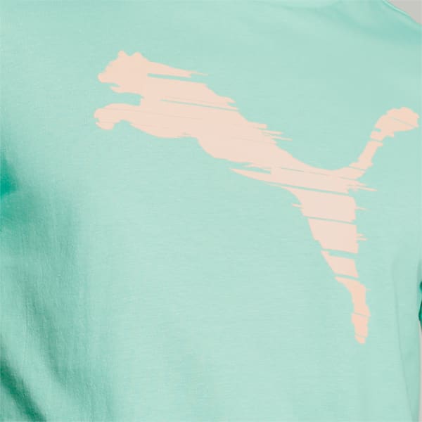 Shaded Cat Men's T-Shirt, Green Glimmer-pink sand