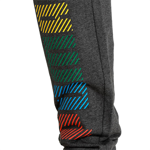 Multicolor Graphic Men's Slim Fit Pants, Dark Gray Heather, extralarge-IND