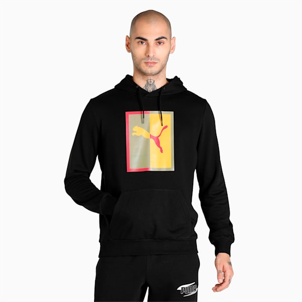 PUMA Graphic Men's Regular Fit Hoodie, Puma Black, extralarge-IND