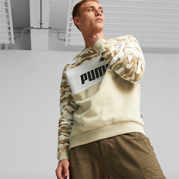 Essentials+ Camo Crewneck Men's Regular Fit Sweatshirt, Putty, extralarge-IND