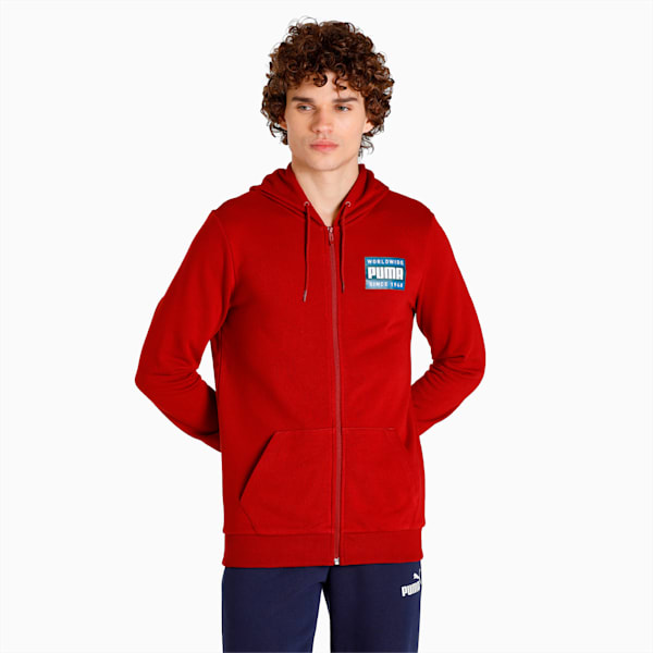 Fleece Men's Slim Fit Hoodie, Intense Red, extralarge-IND