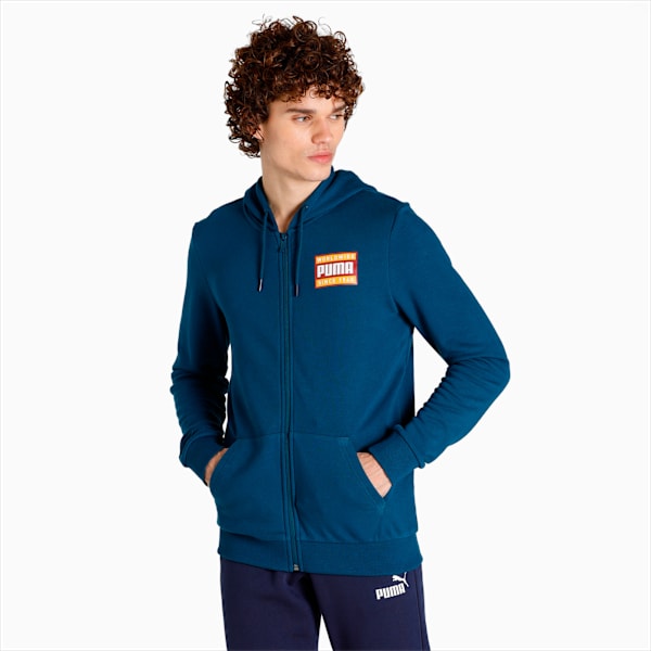 Fleece Men's Slim Fit Hoodie, Intense Blue, extralarge-IND