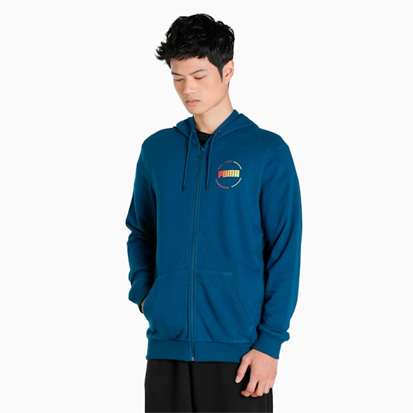 PUMA Full-Zip Men's Hooded Slim Fit Jacket, Intense Blue, extralarge-IND