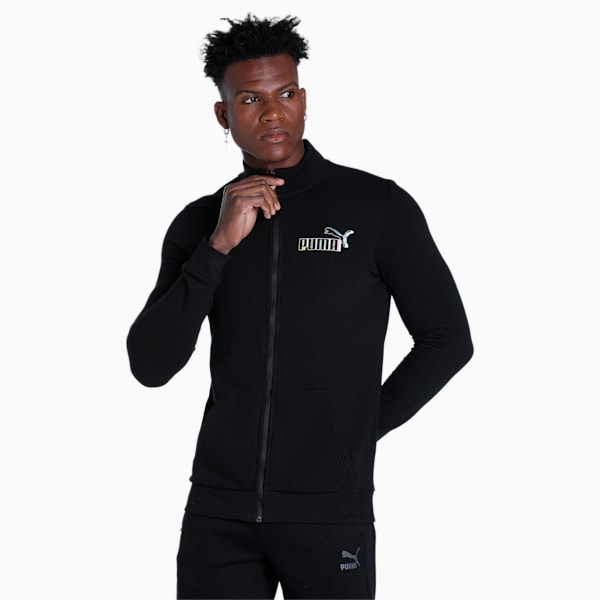 Graphic Men's Slim Fit Jacket, PUMA Black, extralarge-IND