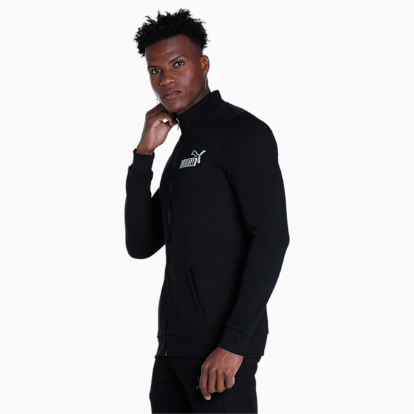 Graphic Men's Slim Fit Jacket, PUMA Black, extralarge-IND