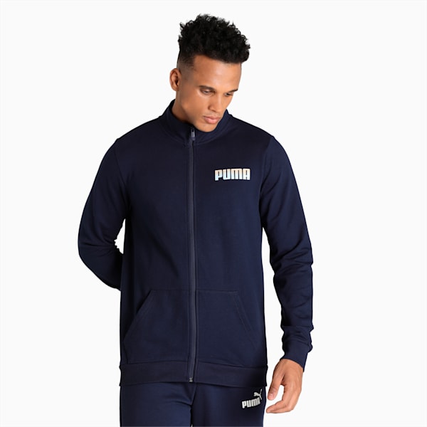 Men's Slim Fit Sweat Jacket, Peacoat, extralarge-IND