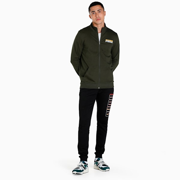 Men's Slim Fit Sweat Jacket, Forest Night, extralarge-IND
