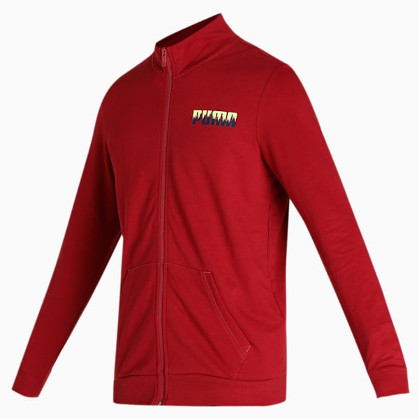 Men's Slim Fit Sweat Jacket, Rhubarb, extralarge-IND