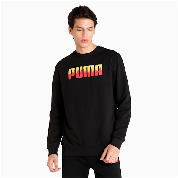 Crew Men's Regular Fit Sweat Shirt, Puma Black, extralarge-IND