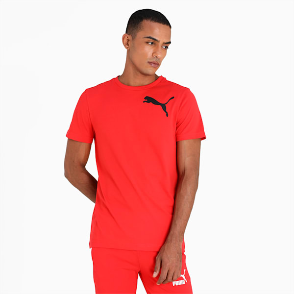 PUMA Logo Men's Slim Fit Polo T-Shirt, High Risk Red, extralarge-IND
