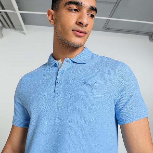Ottoman Collar Men's Slim Fit Polo, Day Dream, extralarge-IND