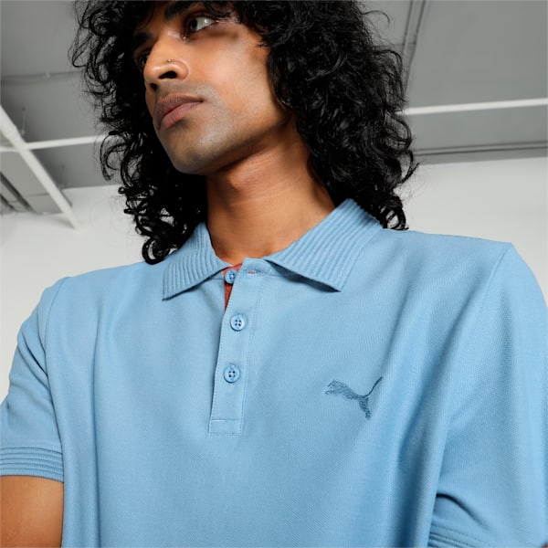 Ottoman Collar Men's Slim Fit Polo, Zen Blue, extralarge-IND