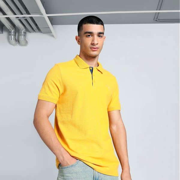Ottoman Collar Men's Slim Fit Polo, Mustard Seed, extralarge-IND