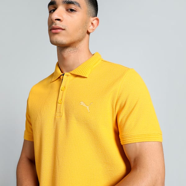 Ottoman Collar Men's Slim Fit Polo, Mustard Seed, extralarge-IND