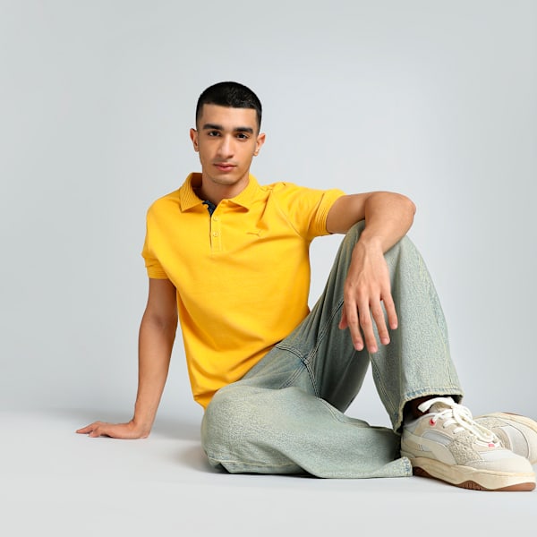 Ottoman Collar Men's Slim Fit Polo, Mustard Seed, extralarge-IND