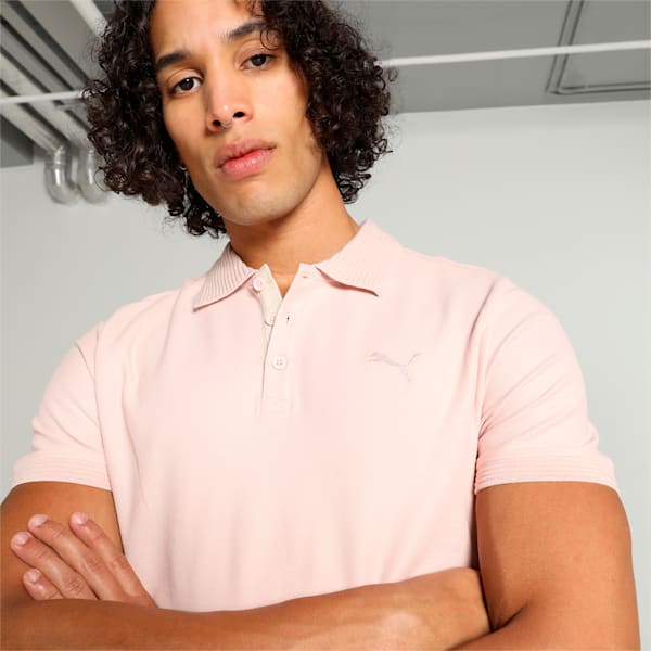 Ottoman Collar Men's Slim Fit Polo, Rose Quartz, extralarge-IND