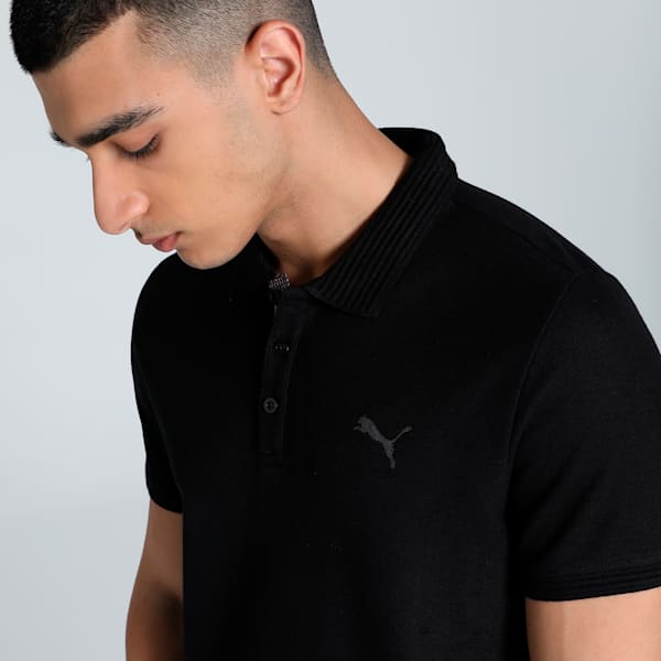 Ottoman Collar Men's Slim Fit Polo, PUMA Black-Cat, extralarge-IND
