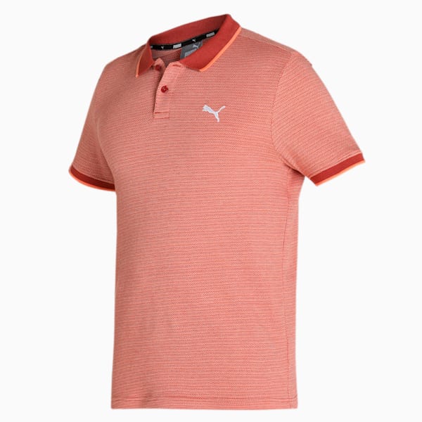 Multi Pique Jacquard Men's Slim Fit Polo, Chili Oil, extralarge-IND