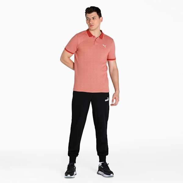 Multi Pique Jacquard Men's Slim Fit Polo, Chili Oil, extralarge-IND