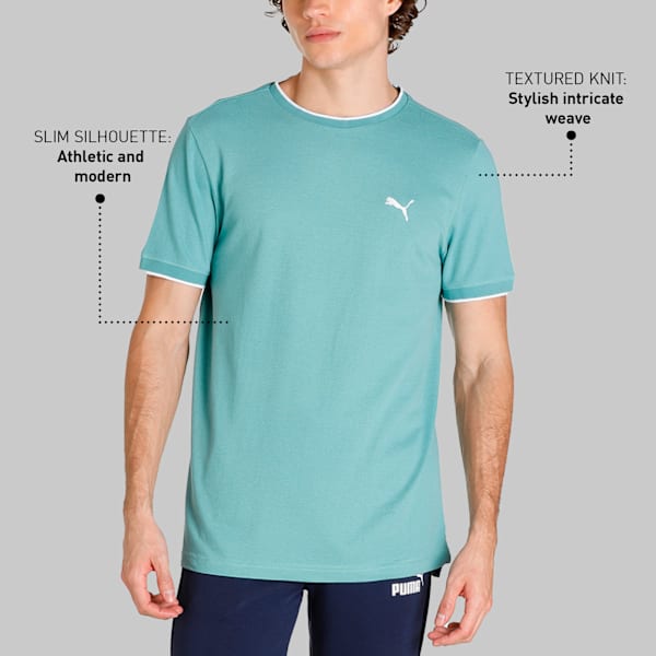 Stylized Jacquard Men's T-shirt, Mineral Blue, extralarge-IND