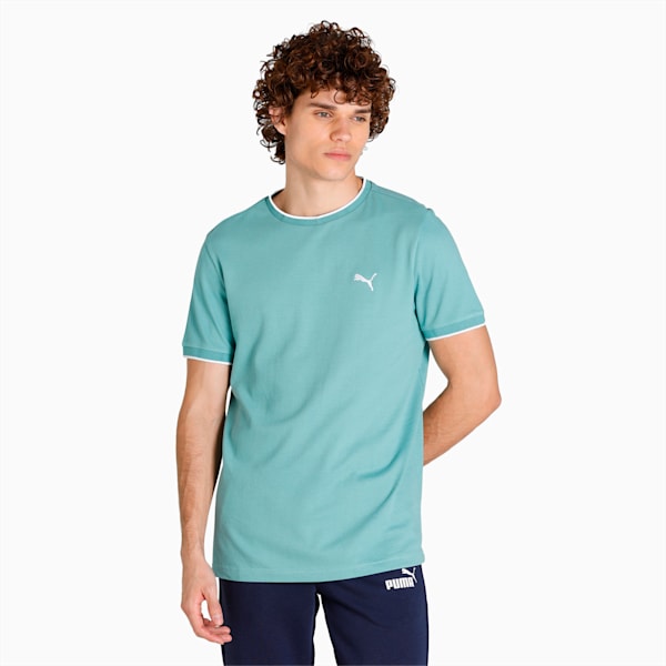 Stylized Jacquard Men's T-shirt, Mineral Blue, extralarge-IND
