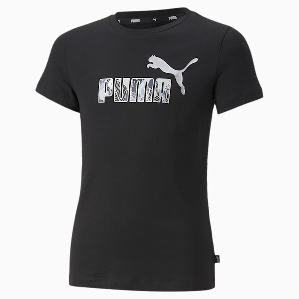 Bloom Logo Youth Regular Fit T-Shirt, Puma Black-Blue, extralarge-IND