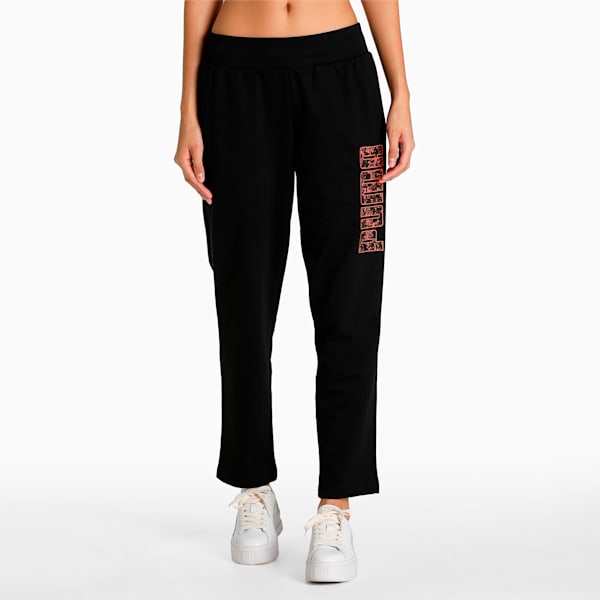WMN Graphic Knit Women's Regular Fit Pants, Puma Black, extralarge-IND