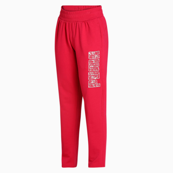 PUMA WMN Graphic Knit Women's Regular Fit Pants, Persian Red, extralarge-IND