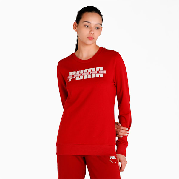 PUMA Graphic Crew Women's Sweat Shirt, Intense Red