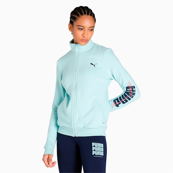 PUMA Graphic Women's Regular Fit Jacket, Eggshell Blue, extralarge-IND