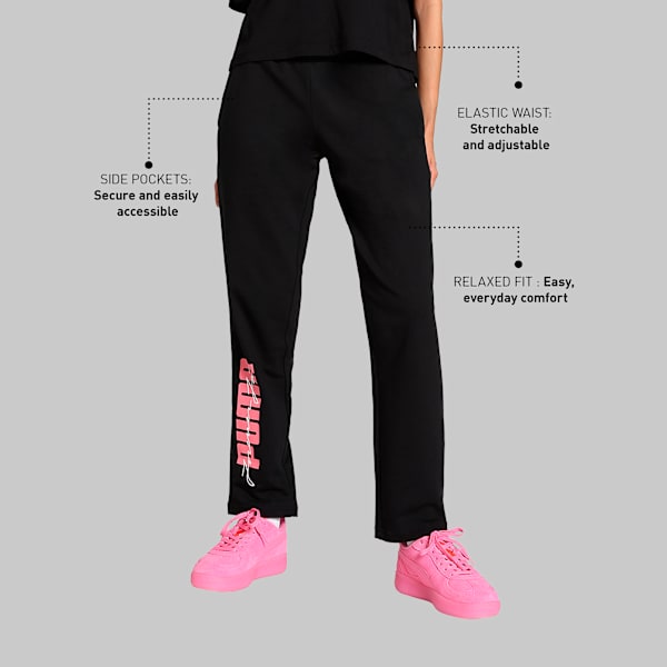 Graphic Women's Regular Fit Pants, Puma Black, extralarge-IND