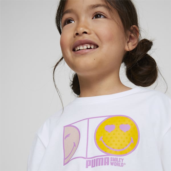 Camiseta anudada PUMA x SMILEYWORLD para niñas, Puma White, extralarge