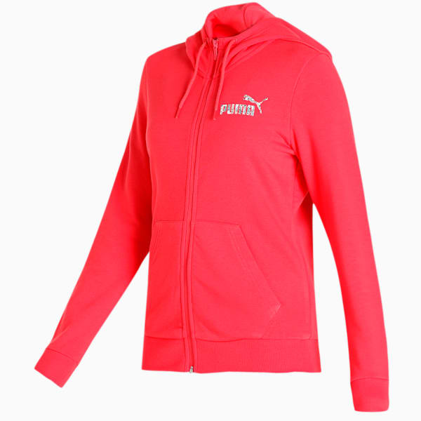 Women's Regular Fit Full Zip Hoodie, Paradise Pink, extralarge-IND