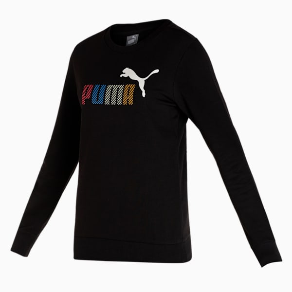 PUMA Graphic Crew Women's Regular Fit Sweat Shirt, Puma Black, extralarge-IND