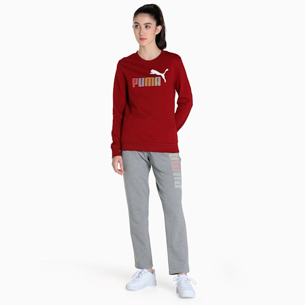 PUMA Graphic Crew Women's Regular Fit Sweat Shirt, Intense Red, extralarge-IND