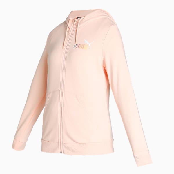Women's Regular Fit Hooded Jacket, Peach Parfait, extralarge-IND