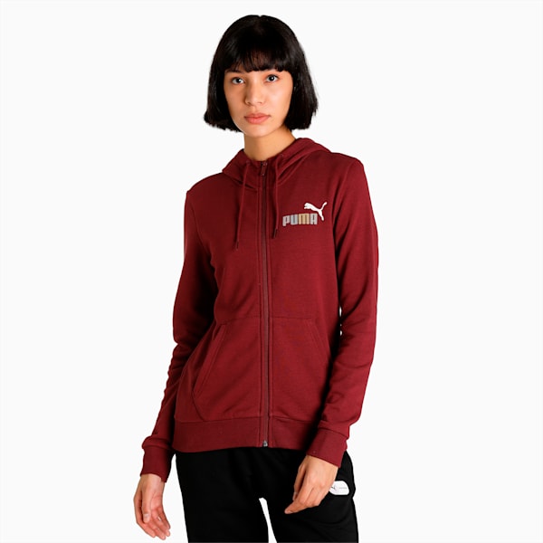 Women's Regular Fit Hooded Jacket, Burgundy, extralarge-IND