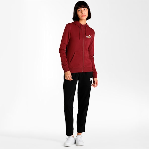 Women's Regular Fit Hooded Jacket, Burgundy, extralarge-IND