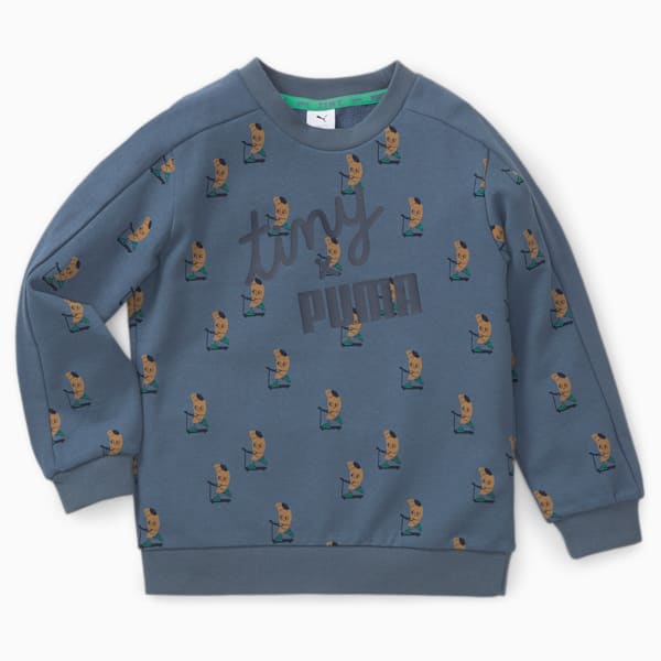 PUMA x TINY COTTONS Little Kids' Printed Crew Neck Sweatshirt, Evening Sky-AOP, extralarge