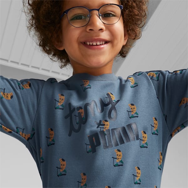 PUMA x TINY COTTONS Little Kids' Printed Crew Neck Sweatshirt, Evening Sky-AOP