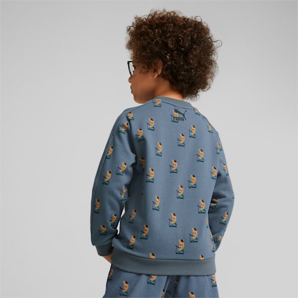 PUMA x TINY COTTONS Little Kids' Printed Crew Neck Sweatshirt, Evening Sky-AOP, extralarge